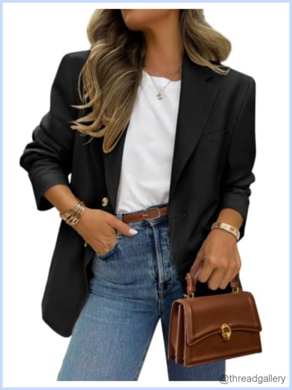 Women's Open Front Blazer Polyester Elastane Business Casual Office